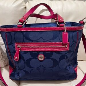 Coach Blue and Pink Signature Tote